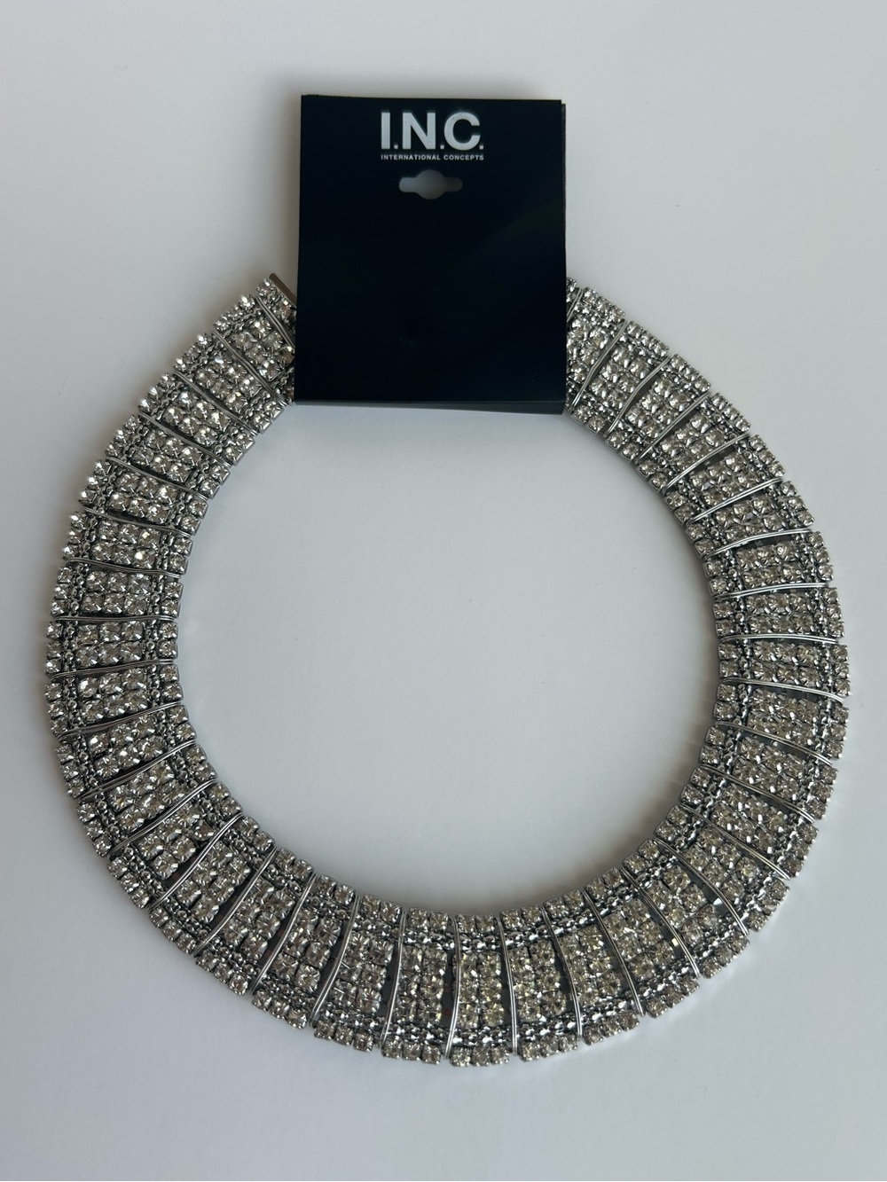 INC International Concepts Silver Crystal Collar Necklace
